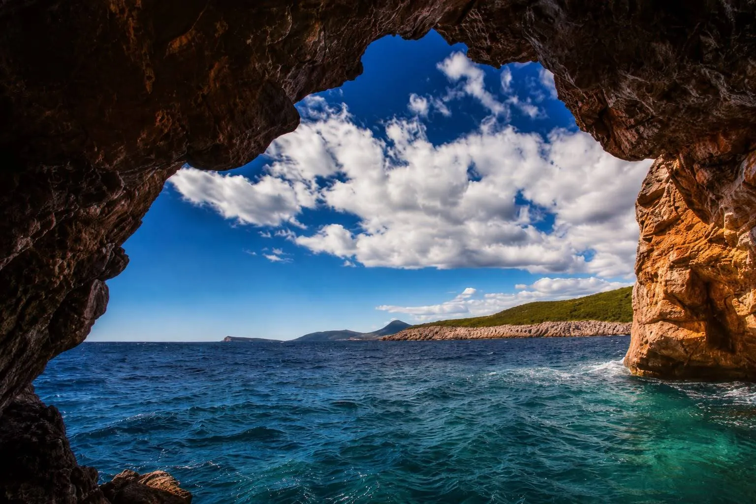 The entrance to the Blue Cave on the Luštica peninsula