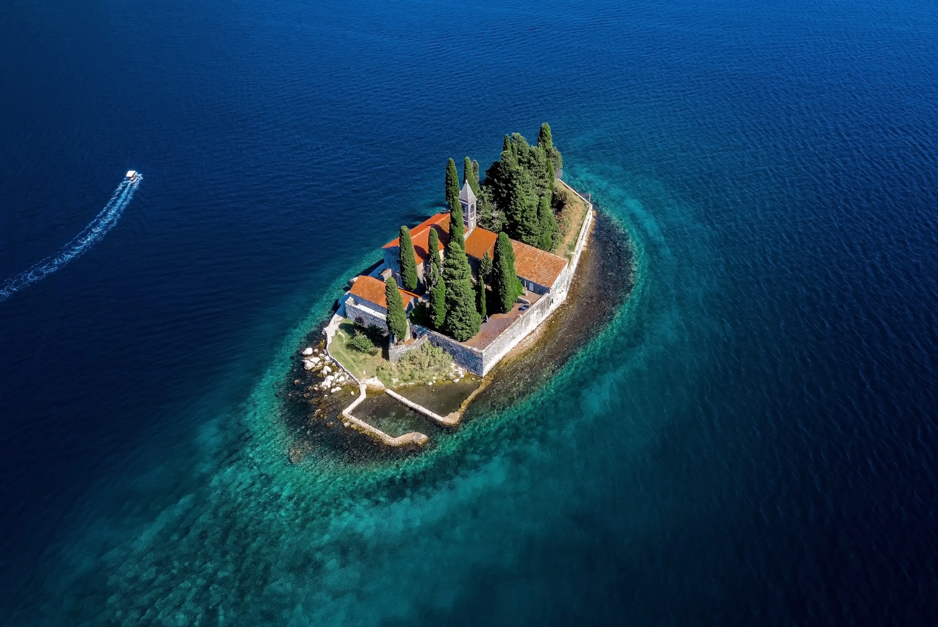 The island of Sveti Đorđe near Perast, seen from the air